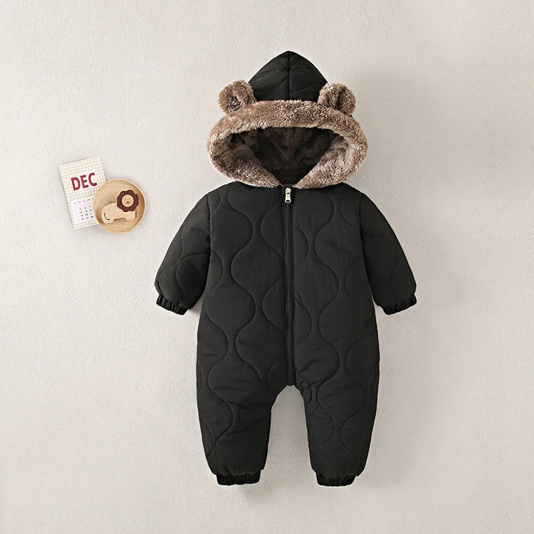 BigChoicy™ Fleece Hooded Baby Romper – Warm Autumn Winter Jumpsuit (0-2Y)