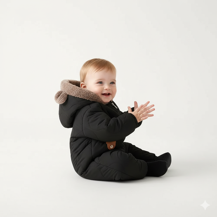 BigChoicy™ Fleece Hooded Baby Romper – Warm Autumn Winter Jumpsuit (0-2Y)