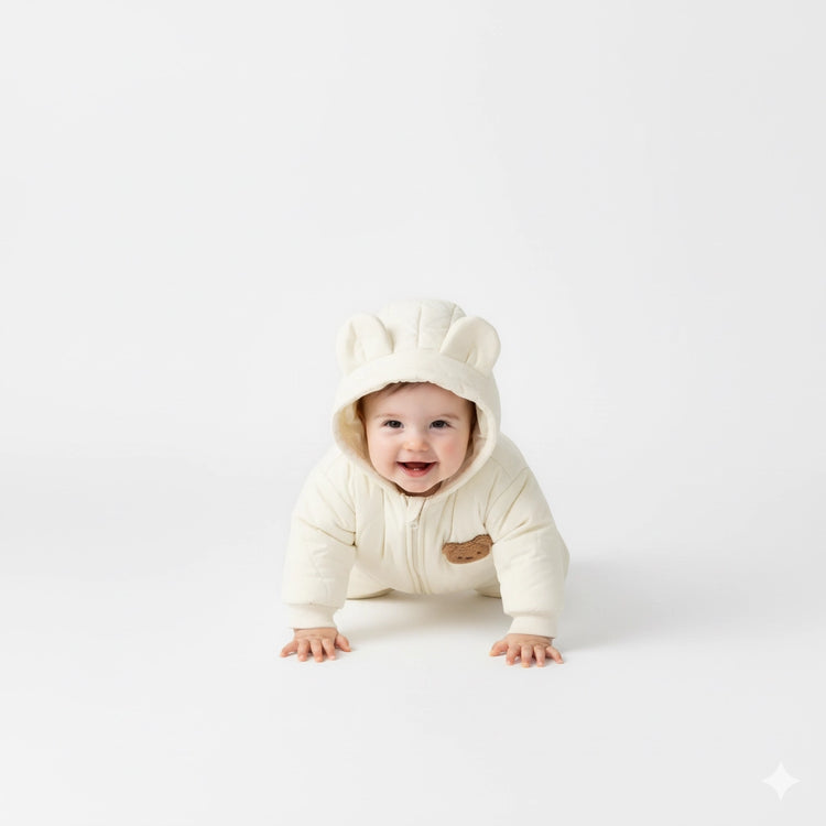 BigChoicy™ Winter Bear Romper – Warm Fur-Lined Baby Jumpsuit