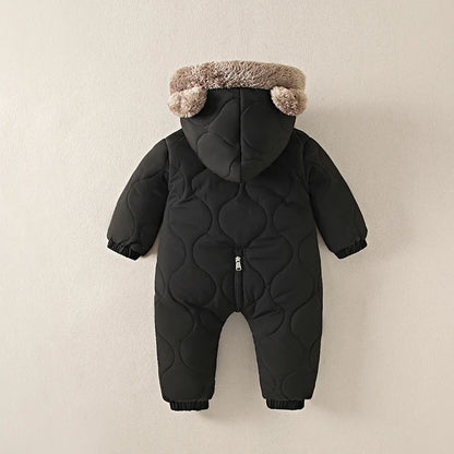 BigChoicy™ Fleece Hooded Baby Romper – Warm Autumn Winter Jumpsuit (0-2Y)