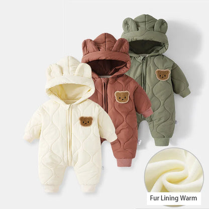 BigChoicy™ Winter Bear Romper – Warm Fur-Lined Baby Jumpsuit