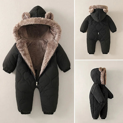BigChoicy™ Fleece Hooded Baby Romper – Warm Autumn Winter Jumpsuit (0-2Y)