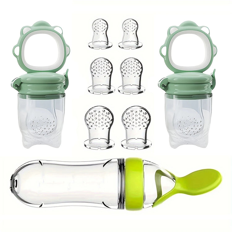 BigChoicy™ 9-Piece Feeding Cutlery Set – Silicone Baby Bottle with Spoon & Suction Cup