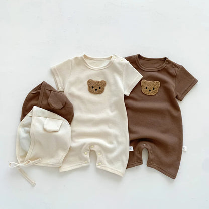 BigChoicy™ Baby Bear Romper Set – Cotton Summer Jumpsuit with Ear Hat