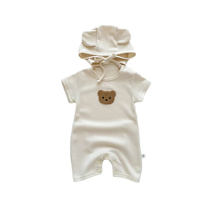 BigChoicy™ Baby Bear Romper Set – Cotton Summer Jumpsuit with Ear Hat