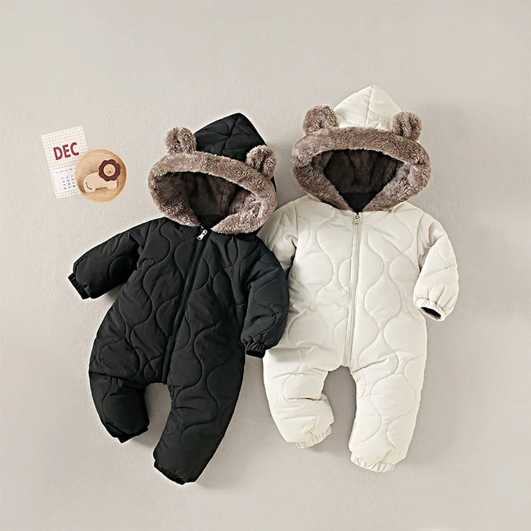 BigChoicy™ Fleece Hooded Baby Romper – Warm Autumn Winter Jumpsuit (0-2Y)