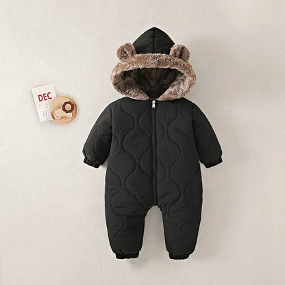 BigChoicy™ Fleece Hooded Baby Romper – Warm Autumn Winter Jumpsuit (0-2Y)