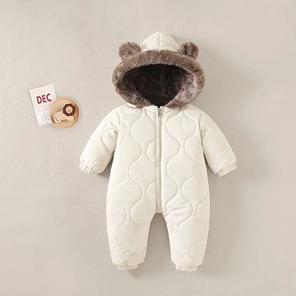 BigChoicy™ Fleece Hooded Baby Romper – Warm Autumn Winter Jumpsuit (0-2Y)