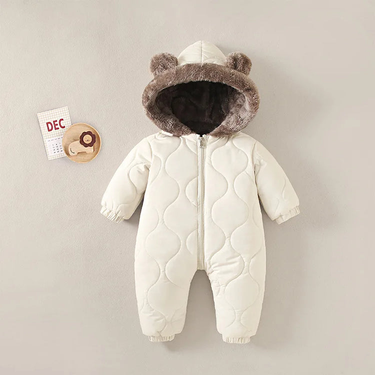 BigChoicy™ Fleece Hooded Baby Romper – Warm Autumn Winter Jumpsuit (0-2Y)