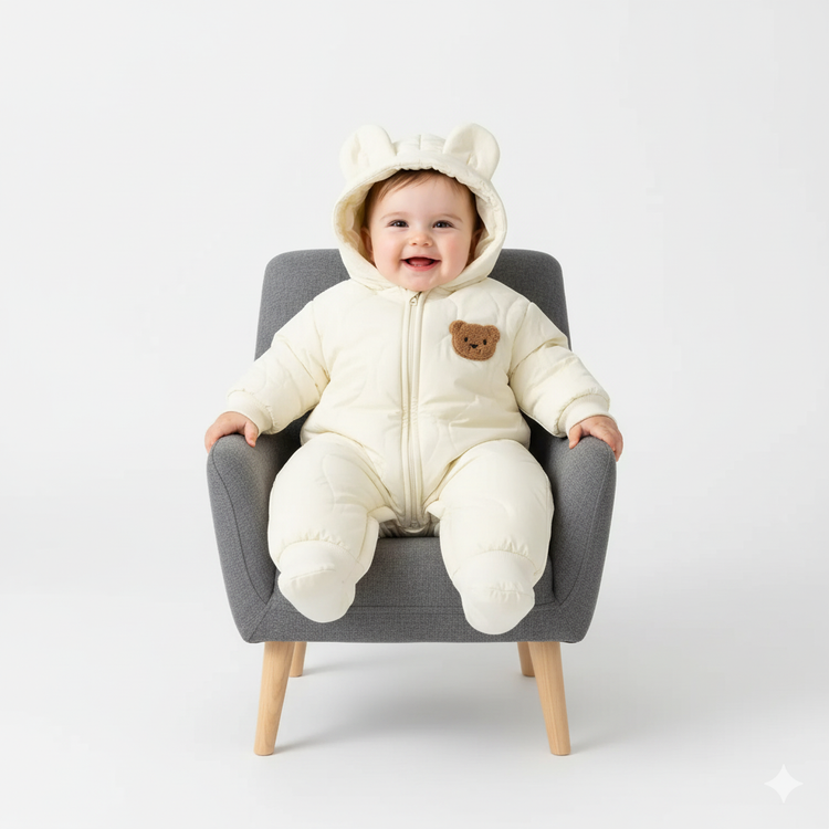 BigChoicy™ Winter Bear Romper – Warm Fur-Lined Baby Jumpsuit